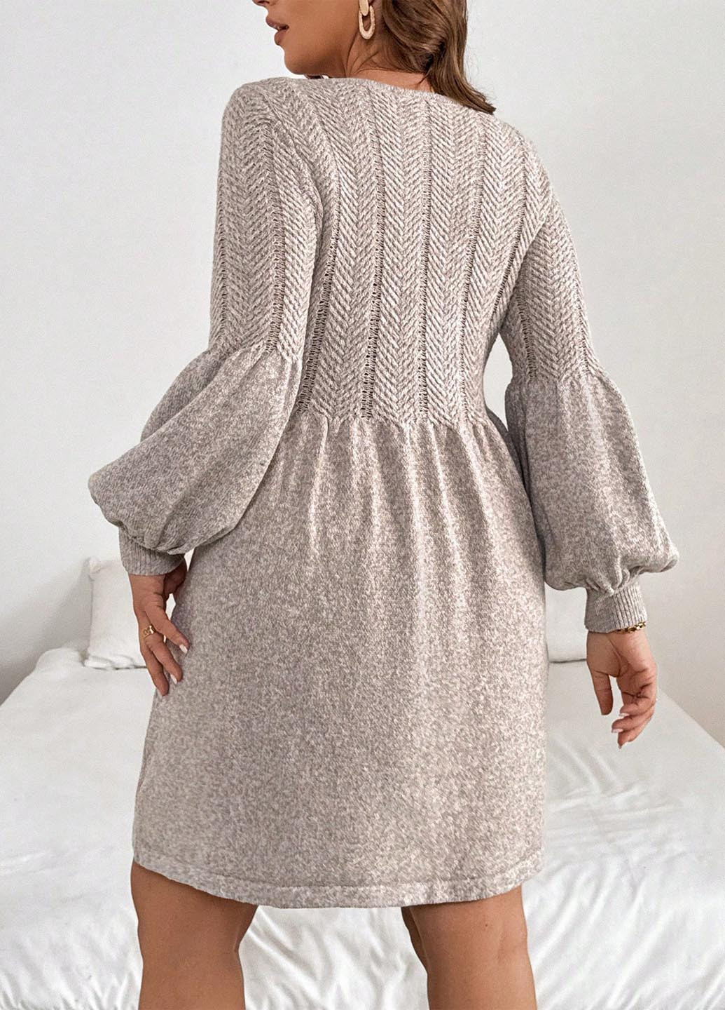 Кремовое кэжуал платье клеш SHEIN меланжевое