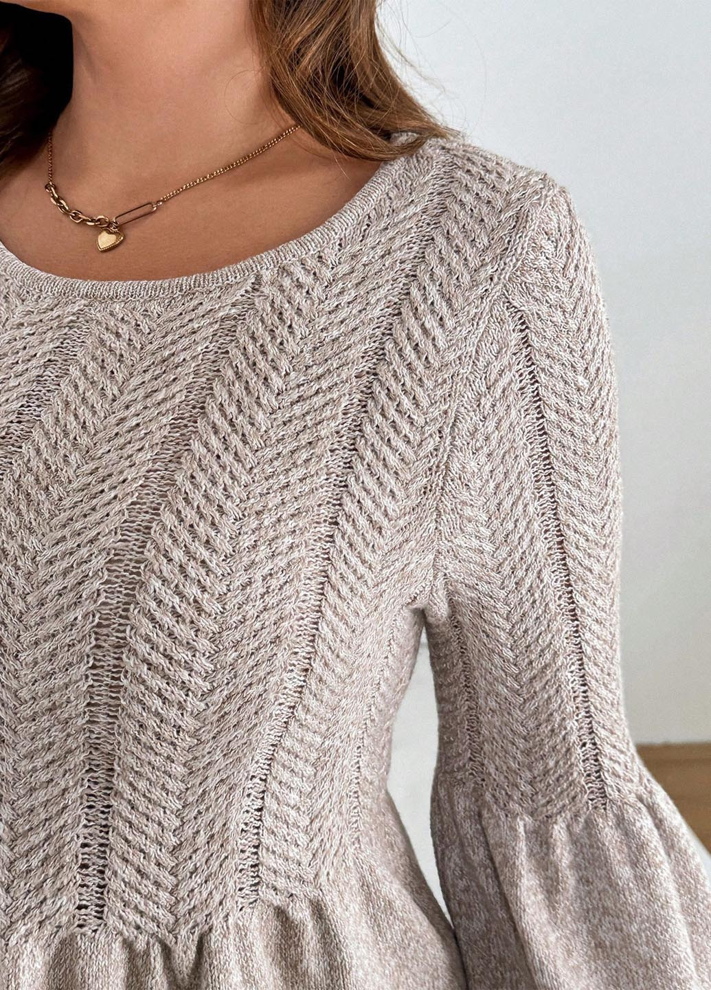 Кремовое кэжуал платье клеш SHEIN меланжевое