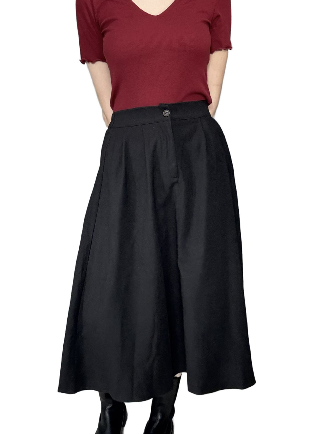 Черная кэжуал однотонная юбка SHEIN клешированная