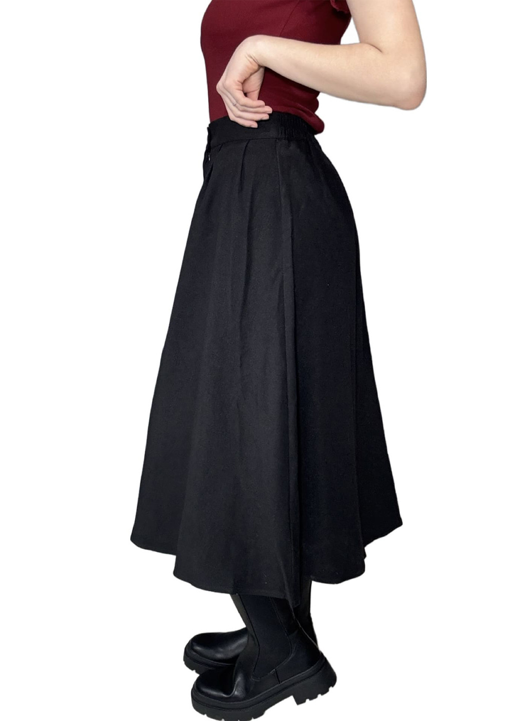 Черная кэжуал однотонная юбка SHEIN клешированная