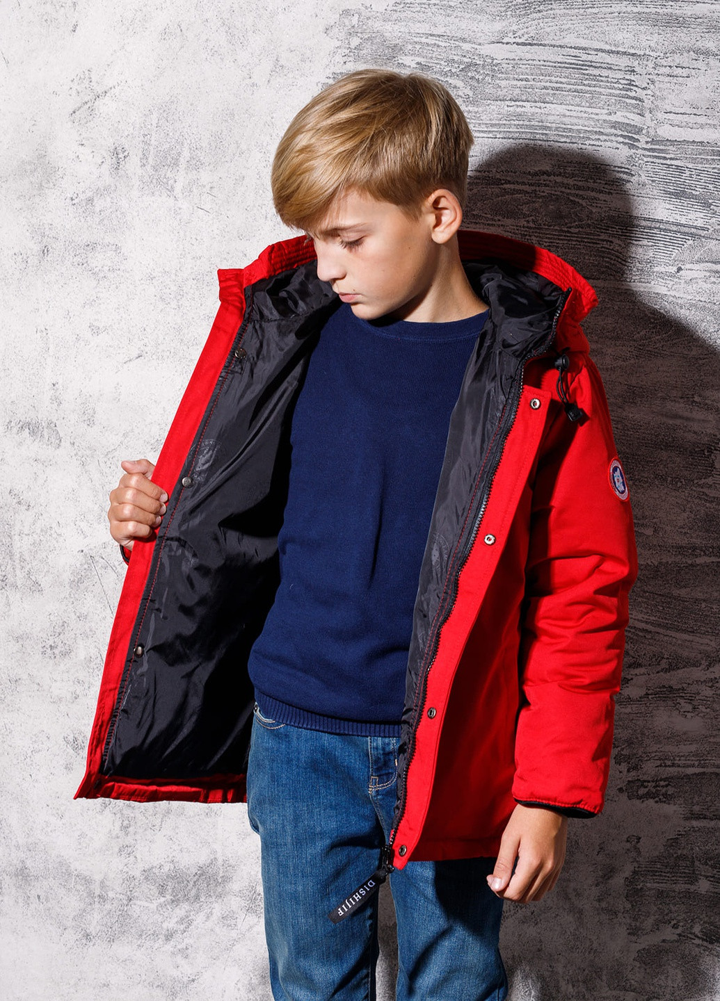 Красная демисезонная пуховая демисезонная куртка для мальчика 7347 160 см красный 52857 DobraMAMA