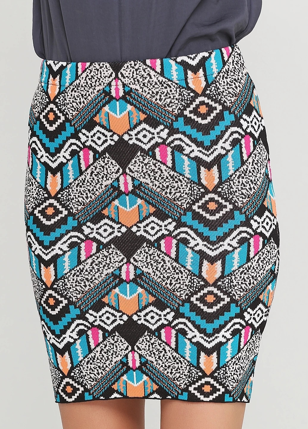 Голубая кэжуал с геометрическим узором юбка H&M