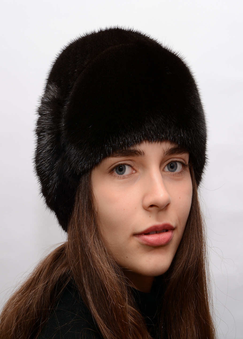 Зимняя женская норковая шапка из вязаного меха Меховой Стиль лобик (199429225)