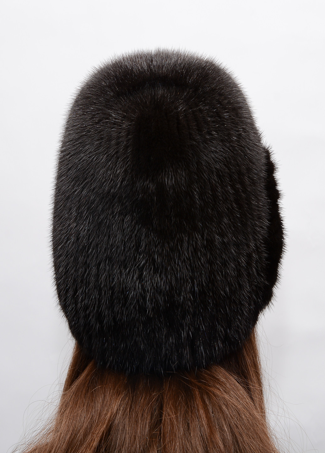 Зимняя женская норковая шапка из вязаного меха Меховой Стиль лобик (199429225)