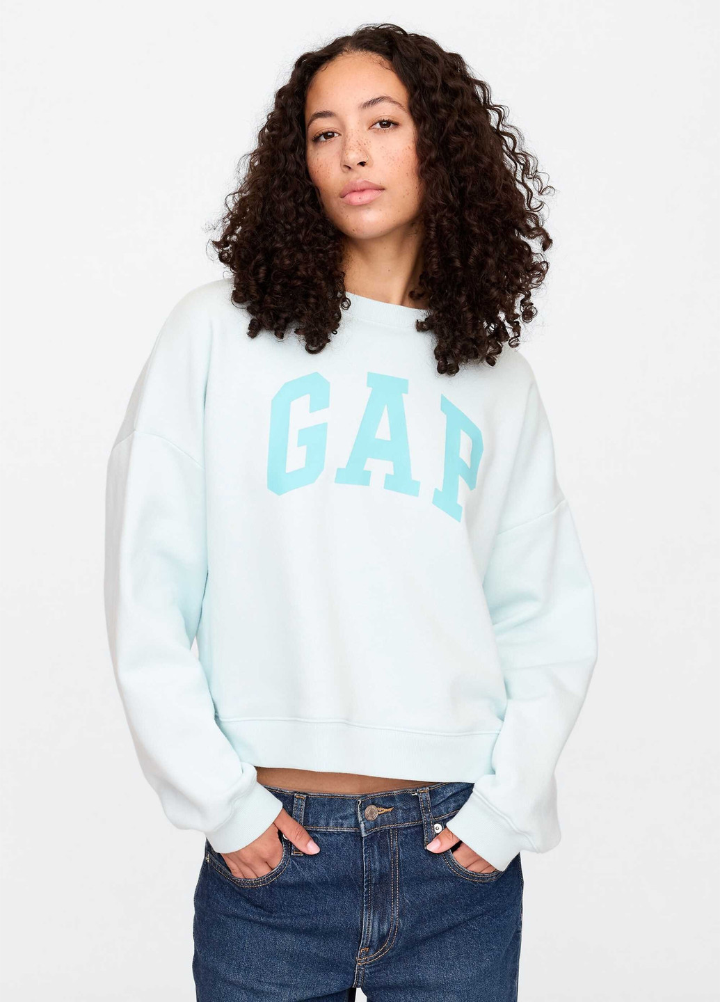 Блакитний світшот Gap логотип без декору (336933311)