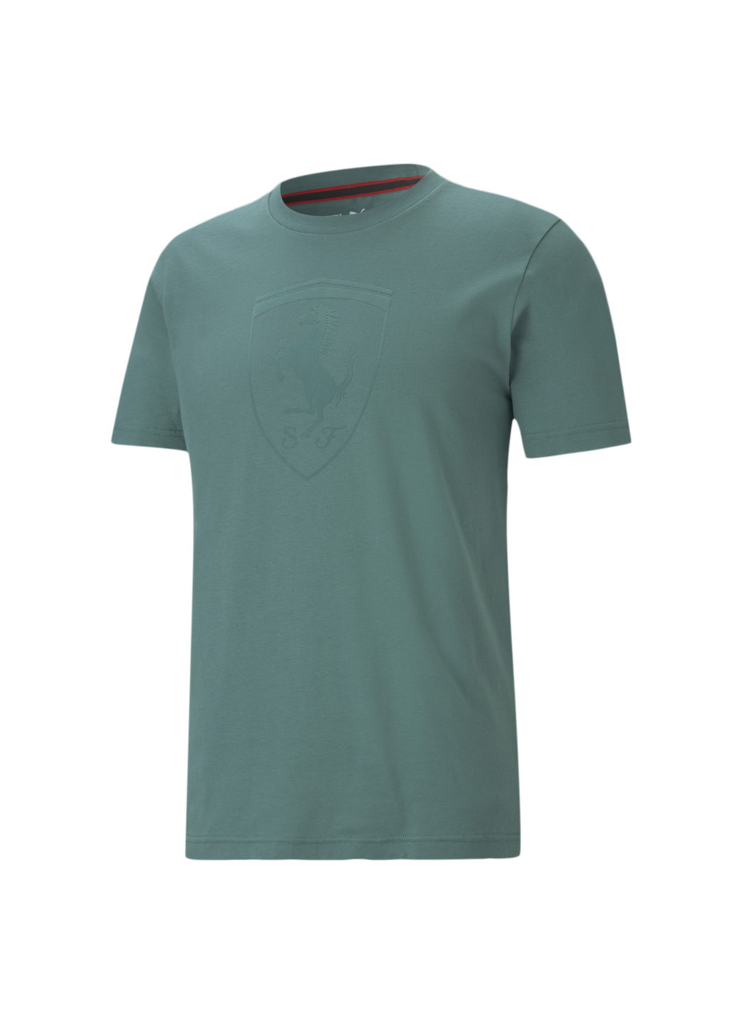 Зелена демісезонна футболка scuderia ferrari race big shield tonal men's tee Puma