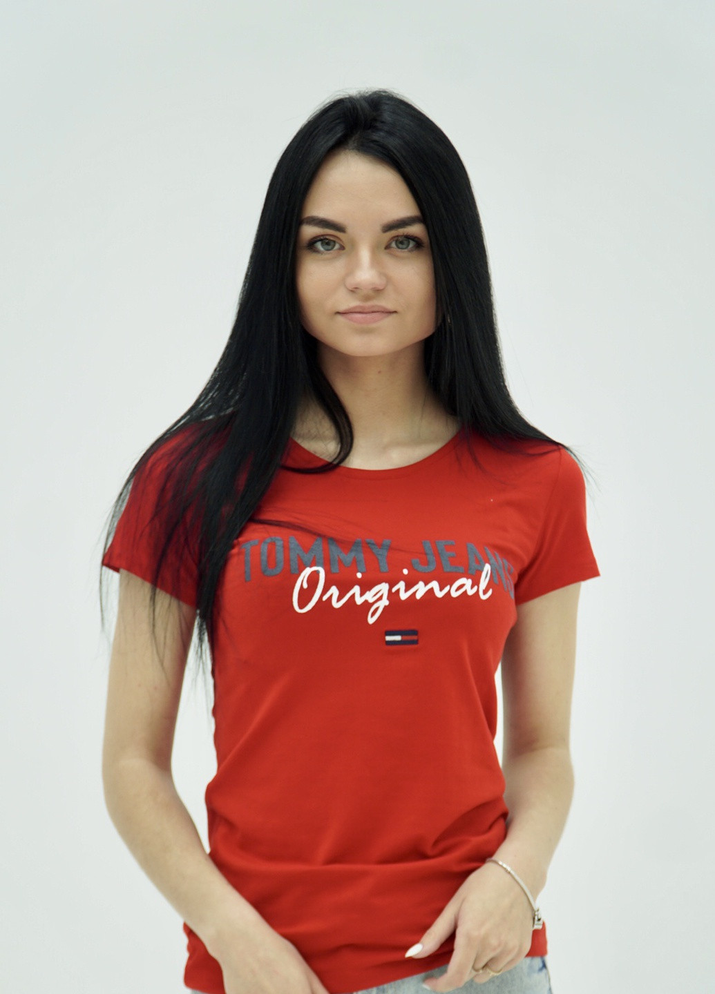 Красная летняя футболка женская Tommy Hilfiger