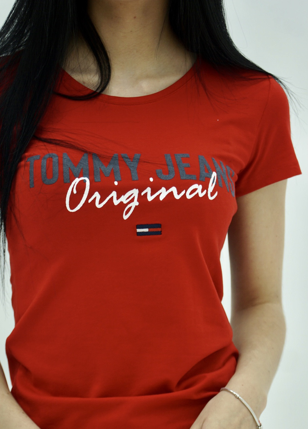 Красная летняя футболка женская Tommy Hilfiger