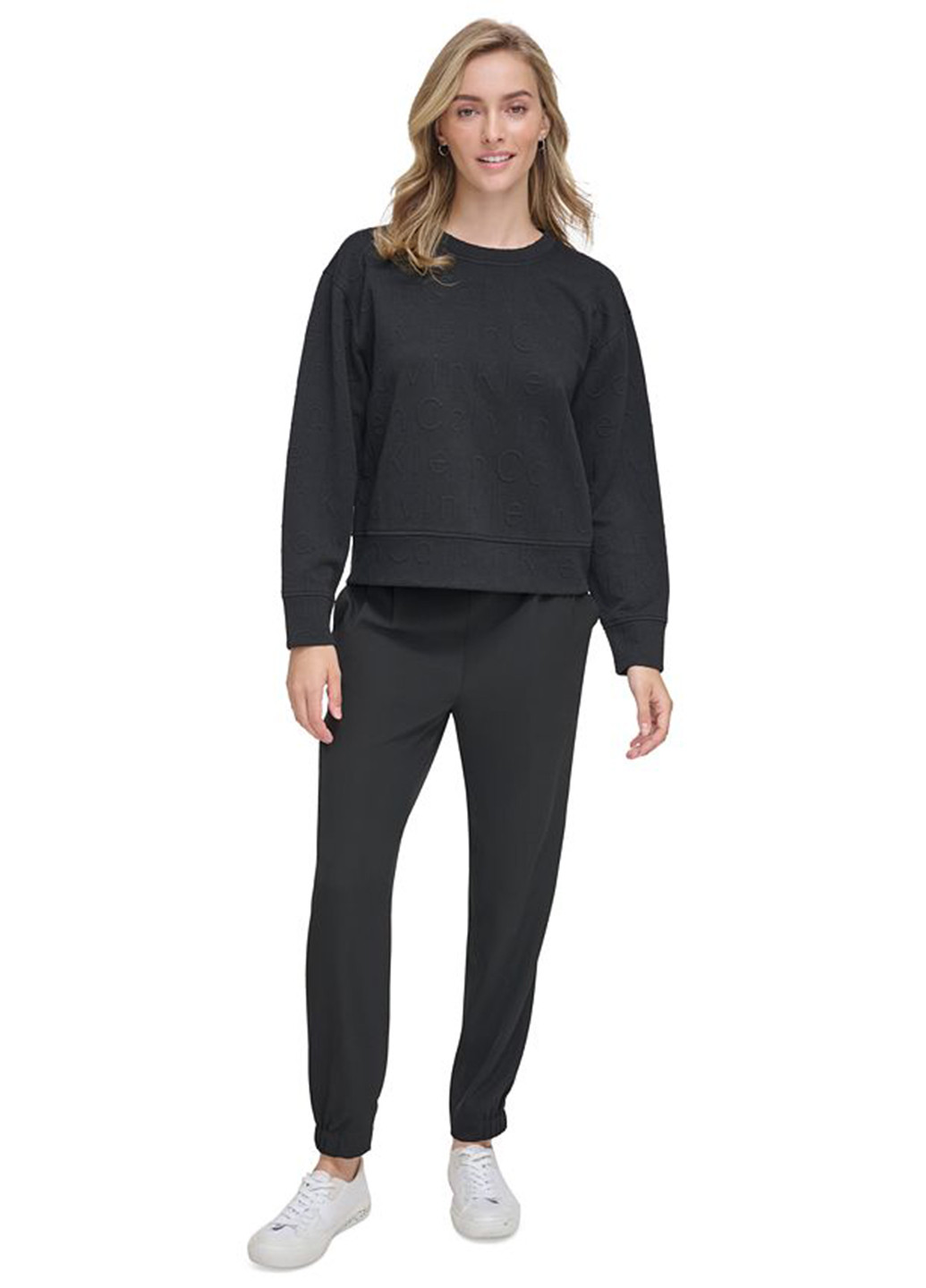 Чорний світшот Calvin Klein однотонний без декору (300380900)