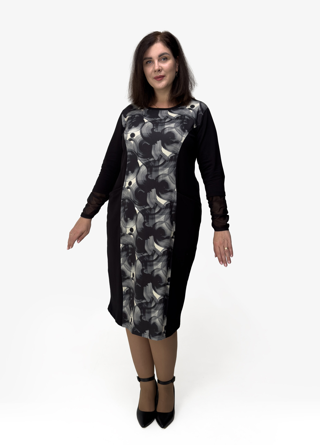 Чорна кежуал сукня футляр Hookk Design з абстрактним візерунком
