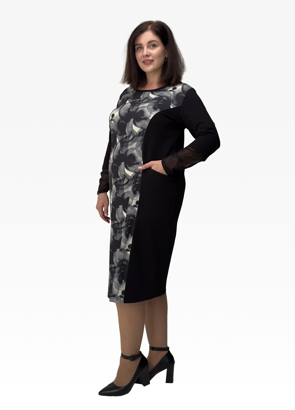 Чорна кежуал сукня футляр Hookk Design з абстрактним візерунком