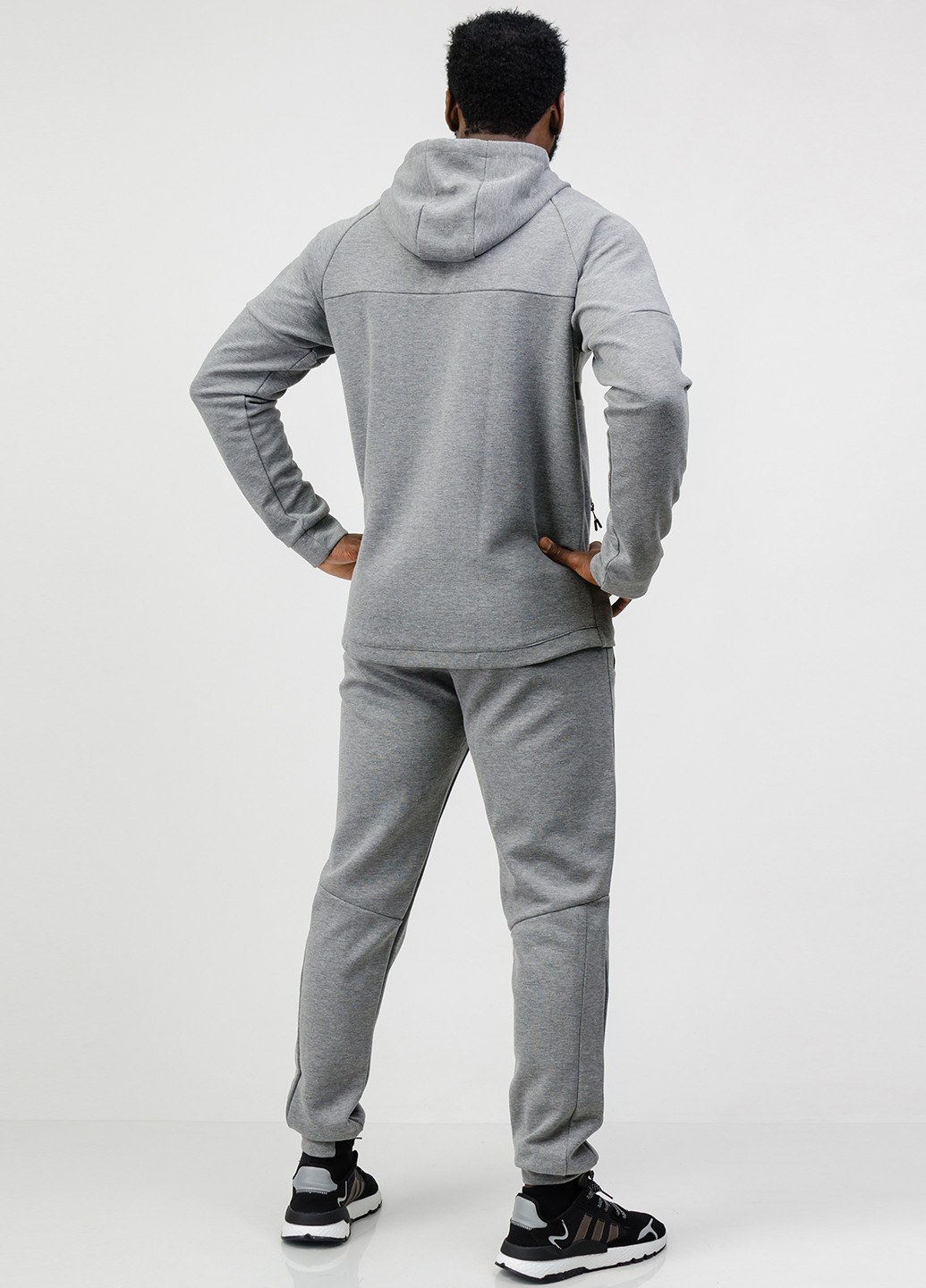 Светло-серый демисезонный костюм (толстовка, брюки) брючный Go Fitness