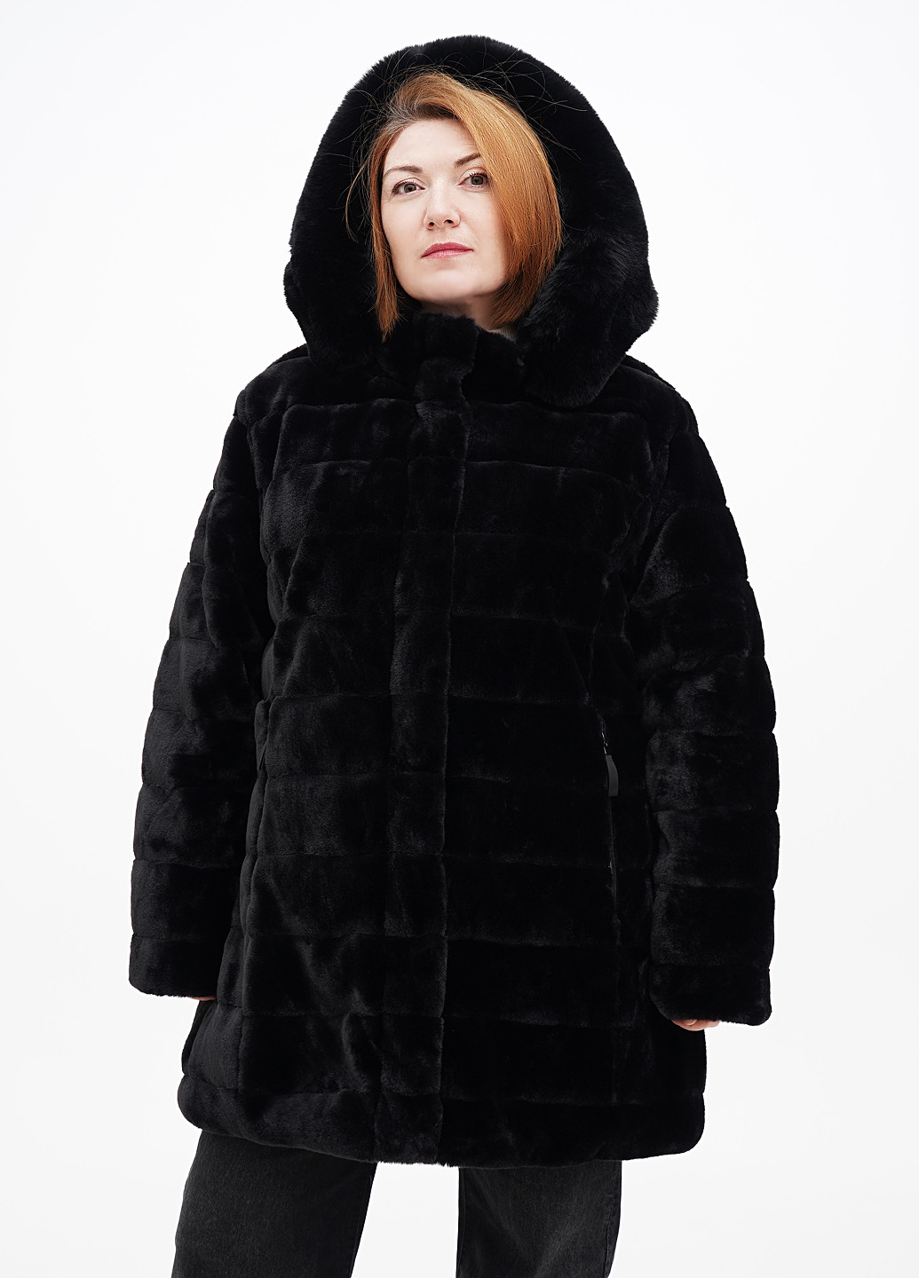 Чорна зимня куртка-шуба Made in Italy