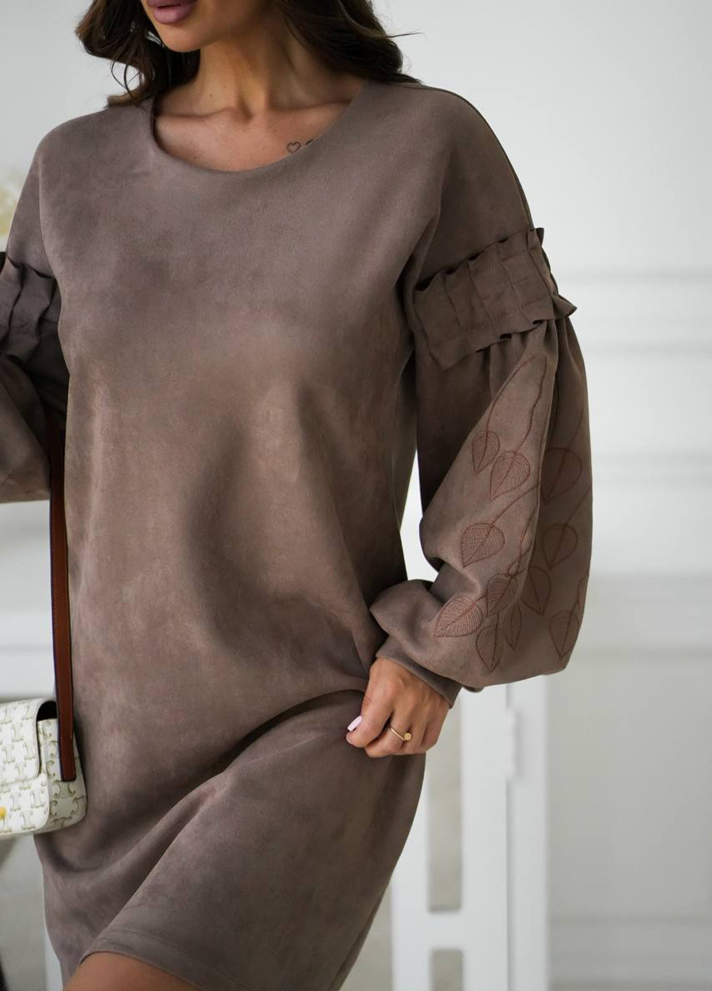 Темно-бежева кежуал сукня No Brand однотонна