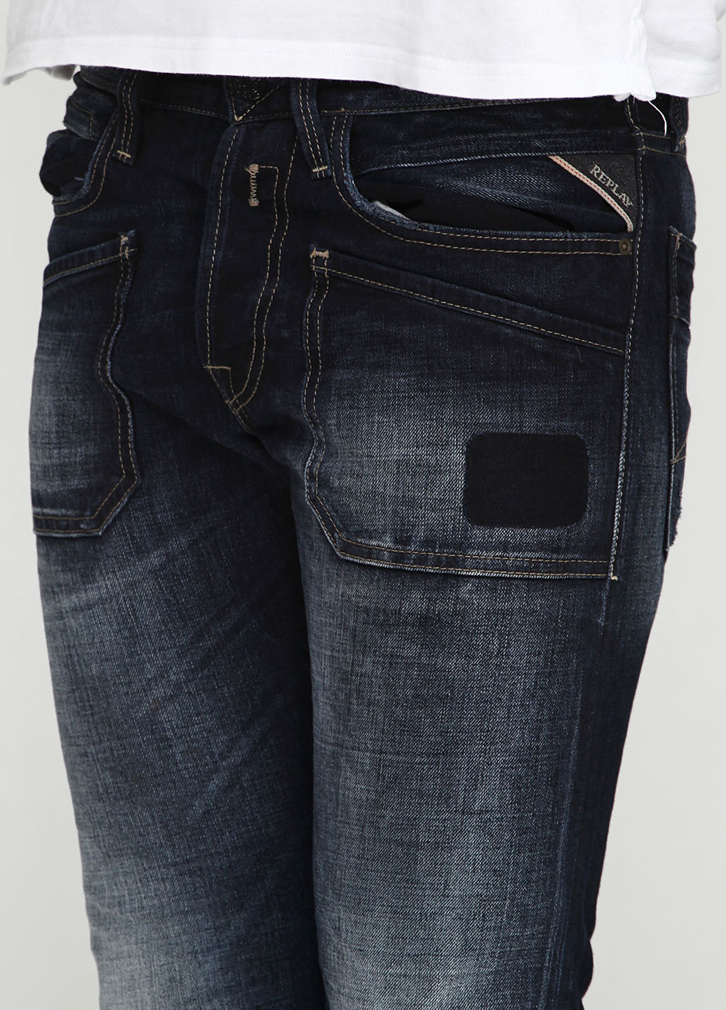 Темно-синие демисезонные прямые джинсы Replay