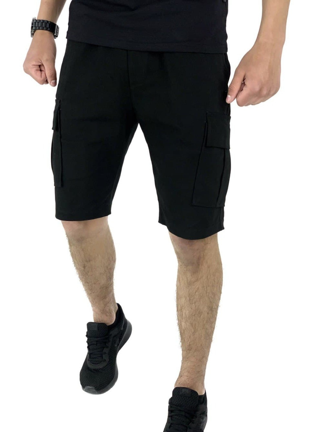 Комбінований літній костюм літній чоловічий (футболка "color stripe" сіра - чорна + шорти miami чорні) Intruder