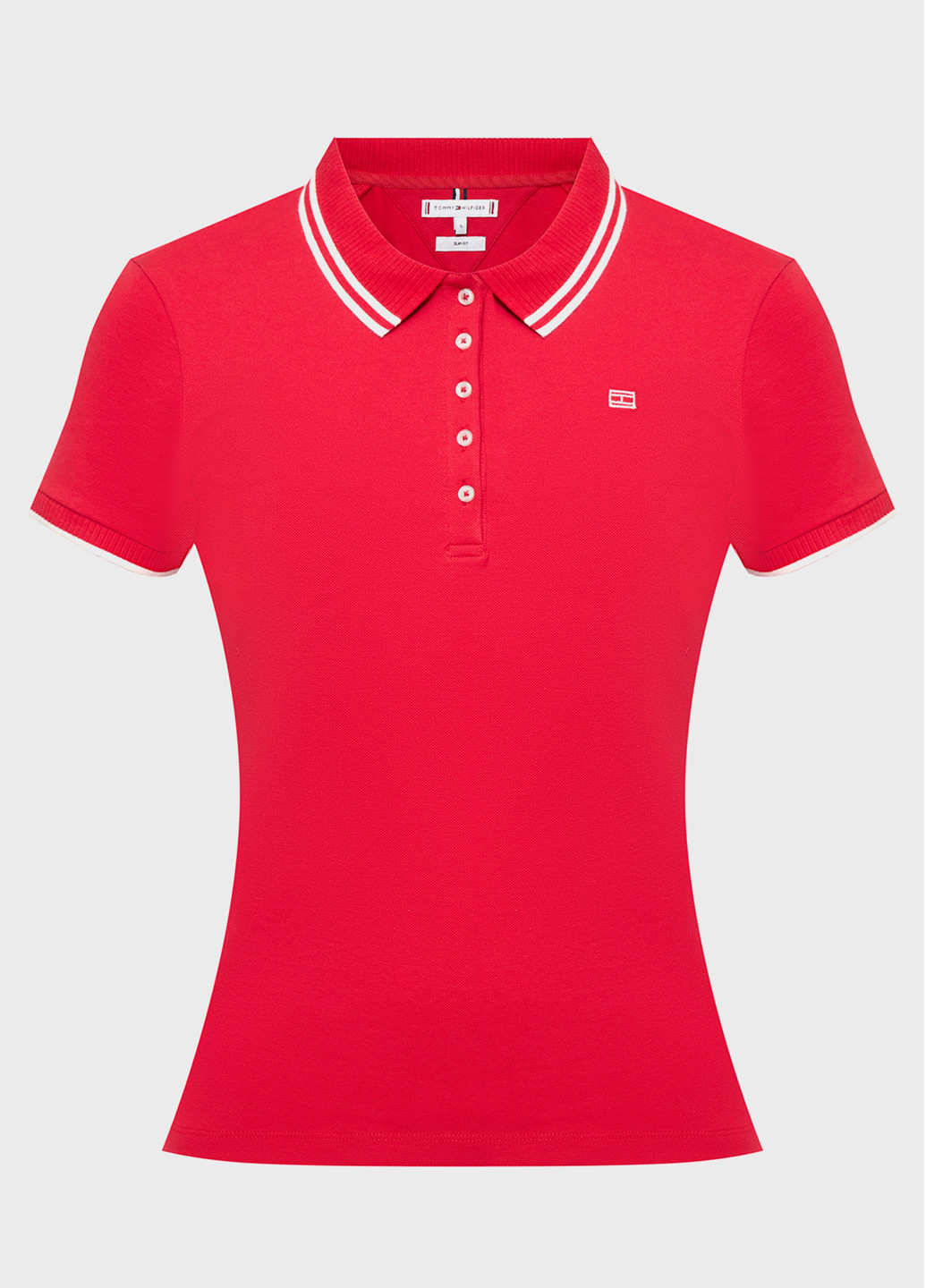 Красная женская футболка-поло Tommy Hilfiger однотонная