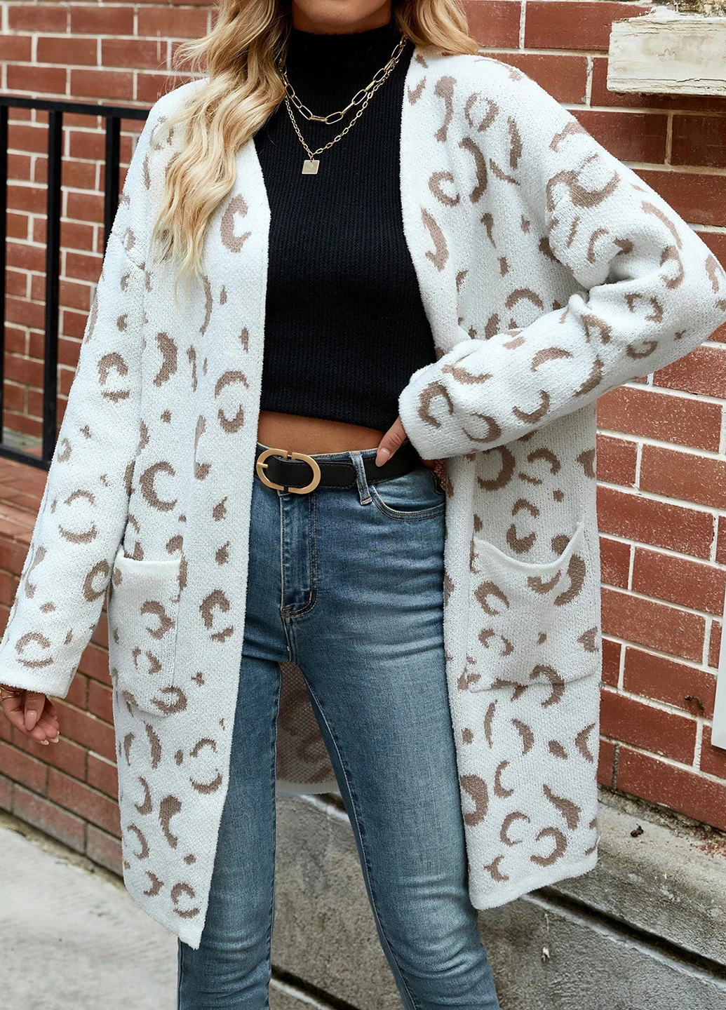Кремовый демисезонный кардиган SHEIN