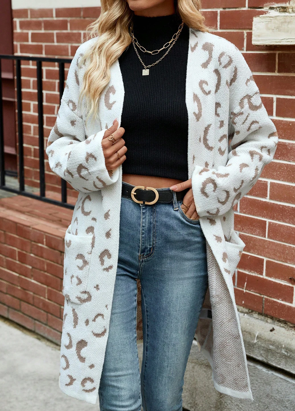 Кремовый демисезонный кардиган SHEIN