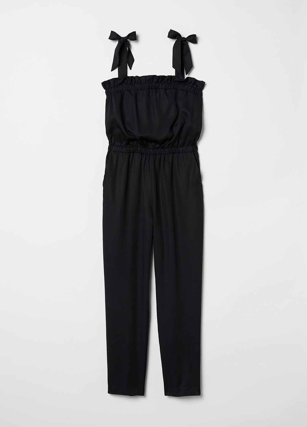 Комбинезон H&M комбинезон-брюки однотонный чёрный кэжуал лиоцелл