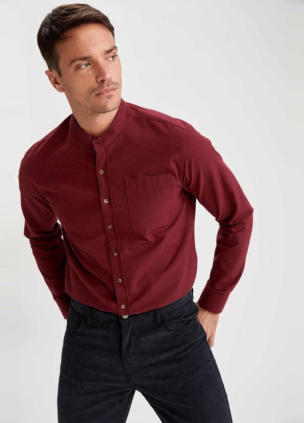 Бордовая кэжуал рубашка DeFacto