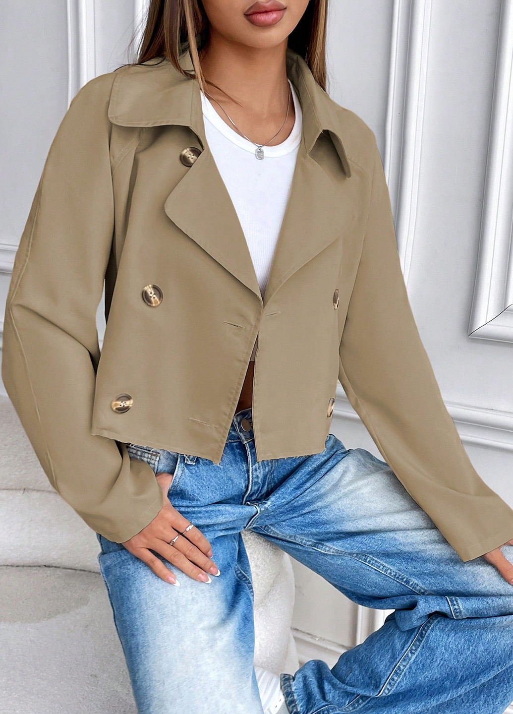 Плащ SHEIN тренчкот на пуговицах демисезон (339052628)