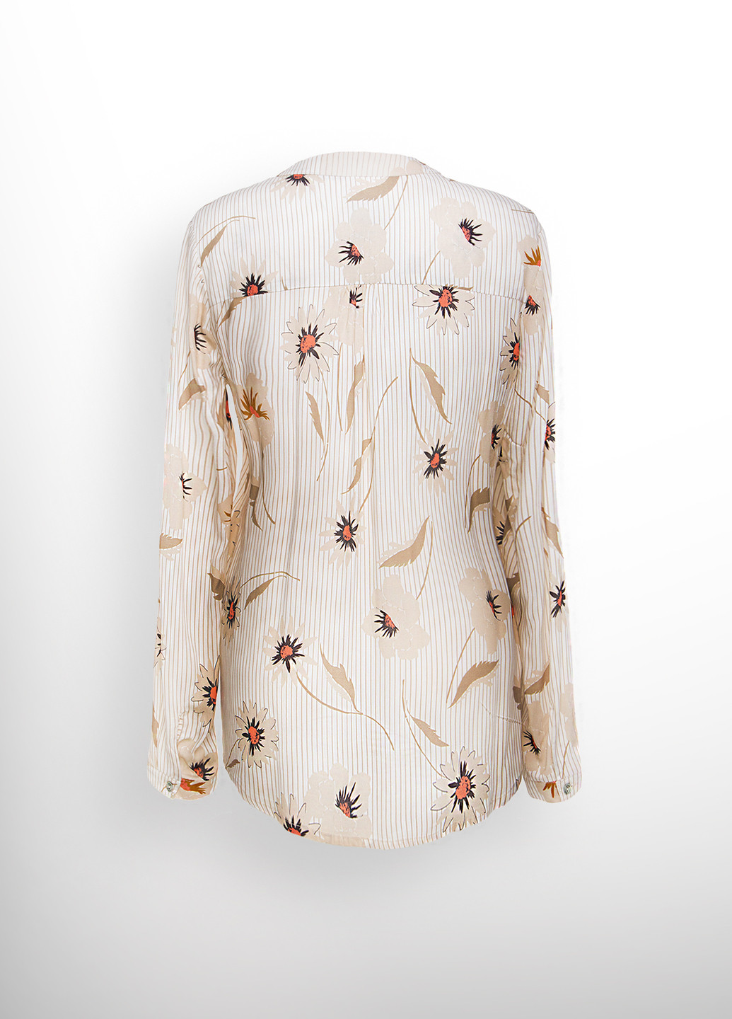 Світло-бежева демісезонна блуза з квітковим принтом в60 Luxik