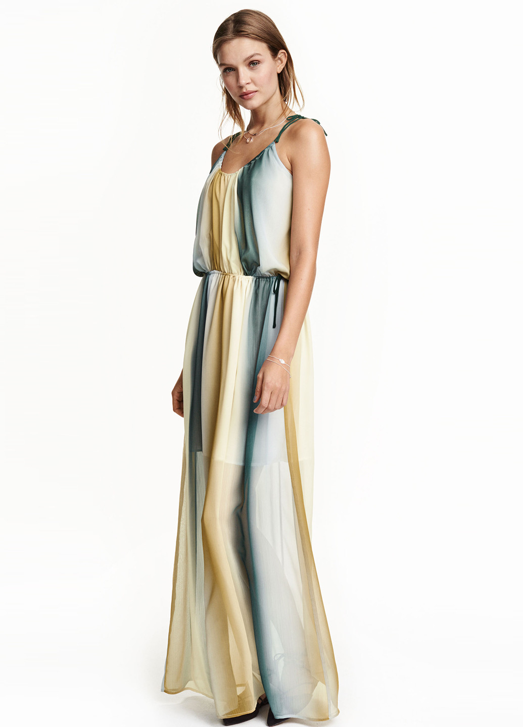 Комбинированное коктейльное платье H&M в полоску