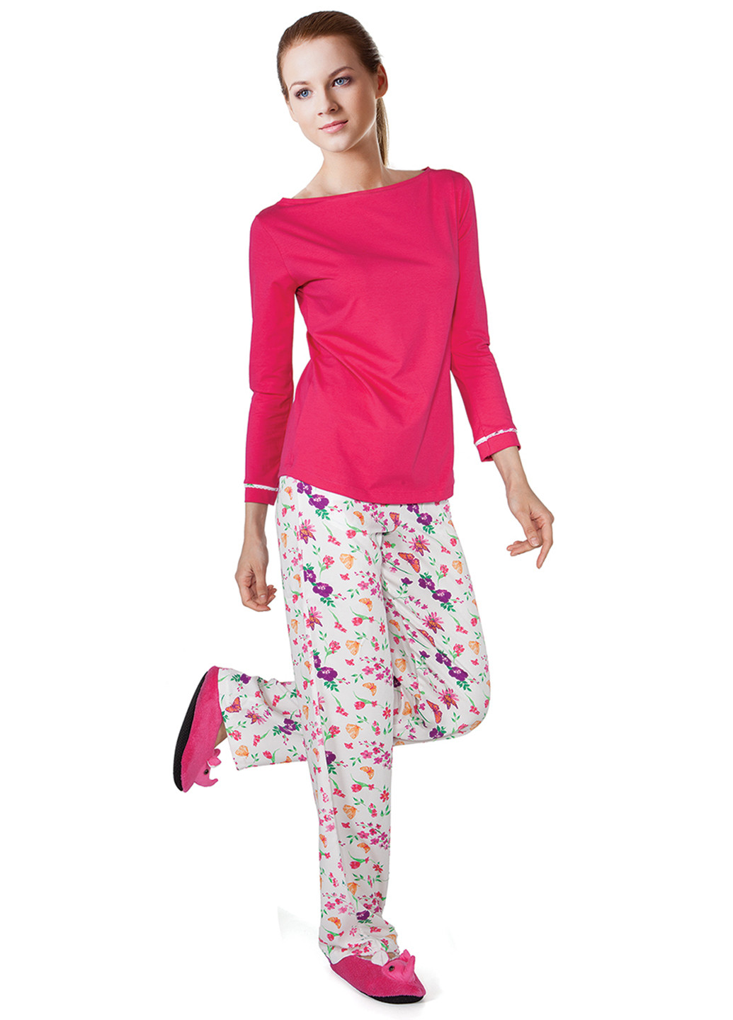 Фуксиновая всесезон пижама (лонгслив, брюки) лонгслив + брюки DoReMi