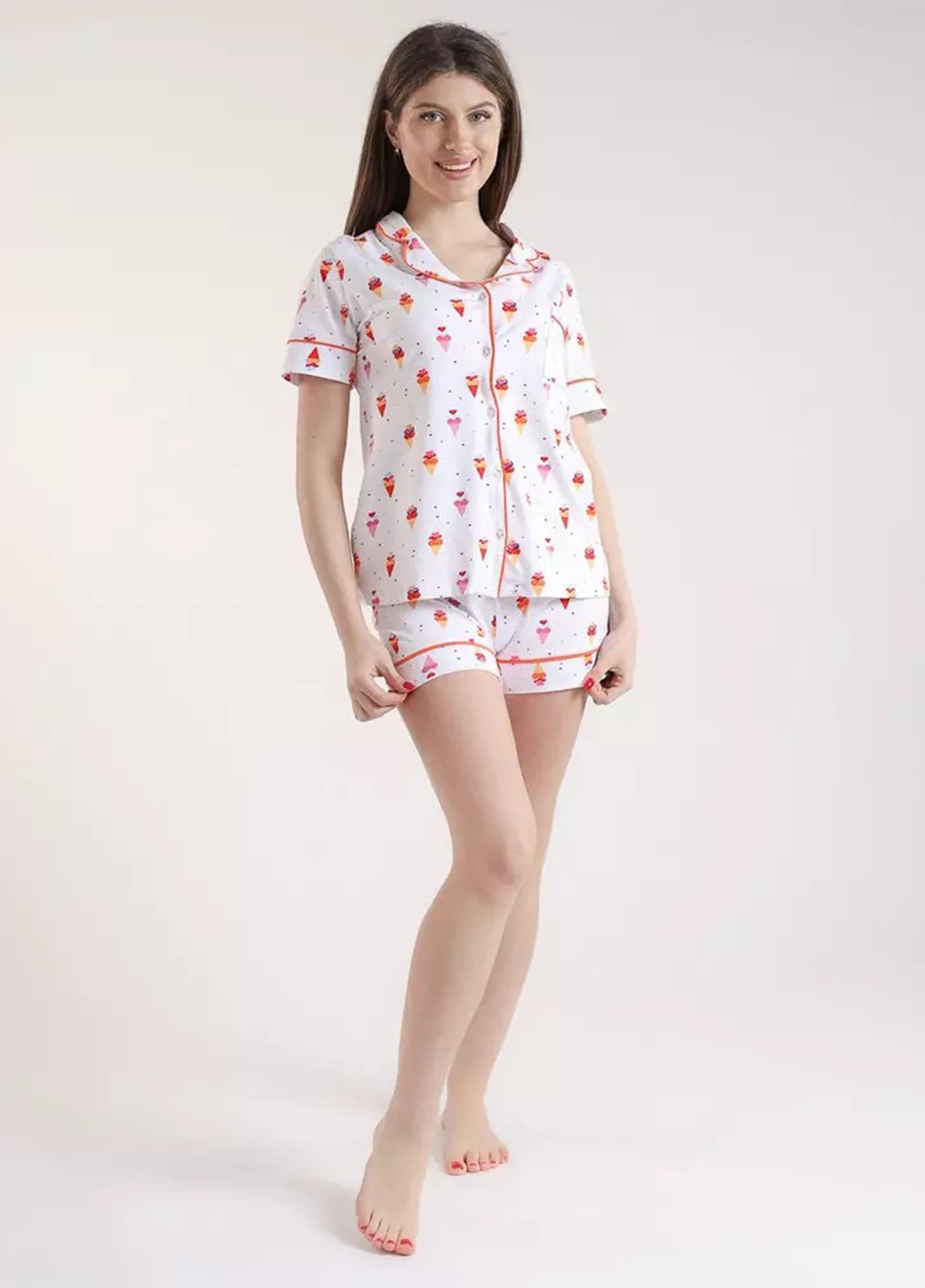 Белая всесезон пижама (рубашка, шорты) рубашка + шорты BBL