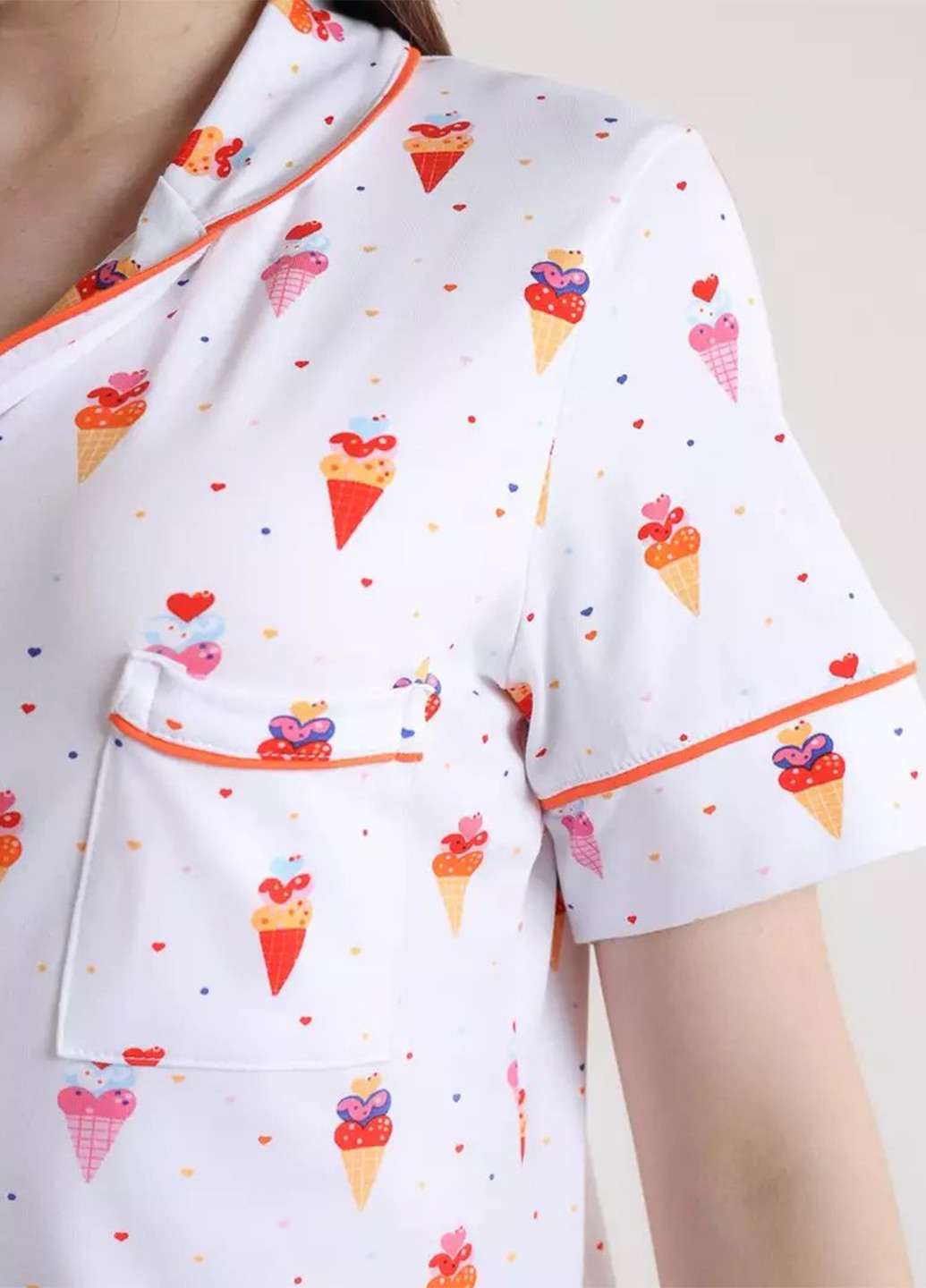 Белая всесезон пижама (рубашка, шорты) рубашка + шорты BBL