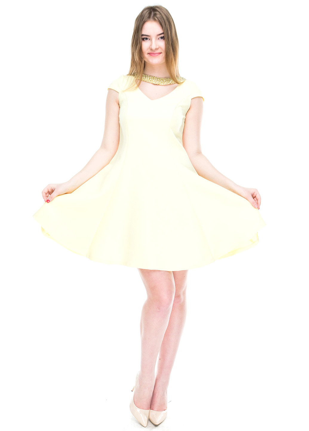 Желтое кэжуал платье J. Arggido однотонное