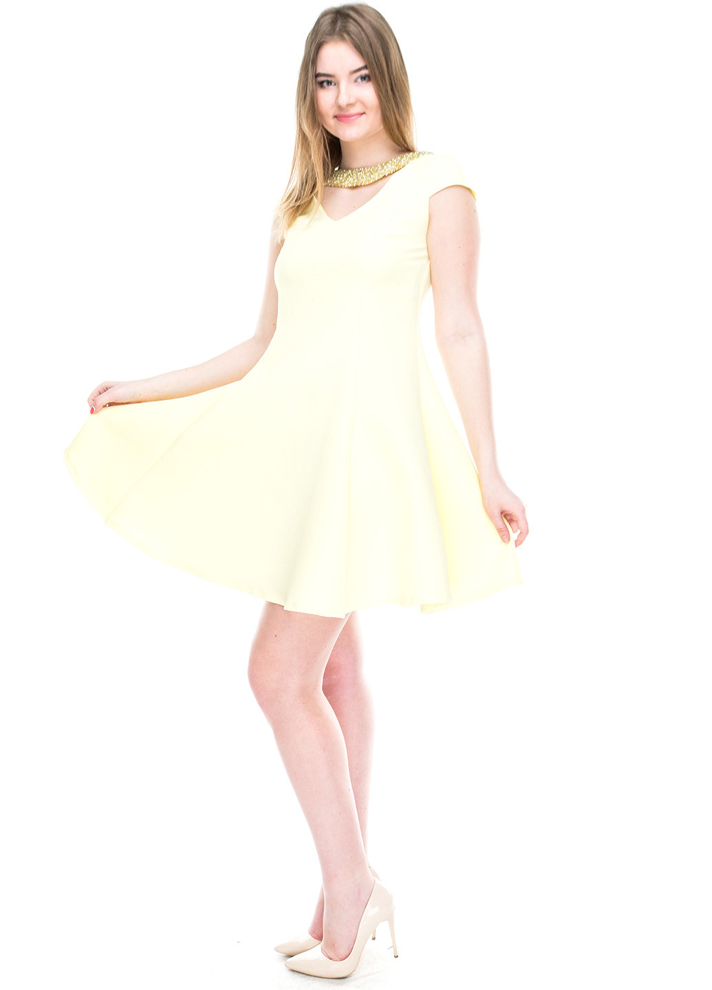 Светло-желтое кэжуал платье J. Arggido однотонное