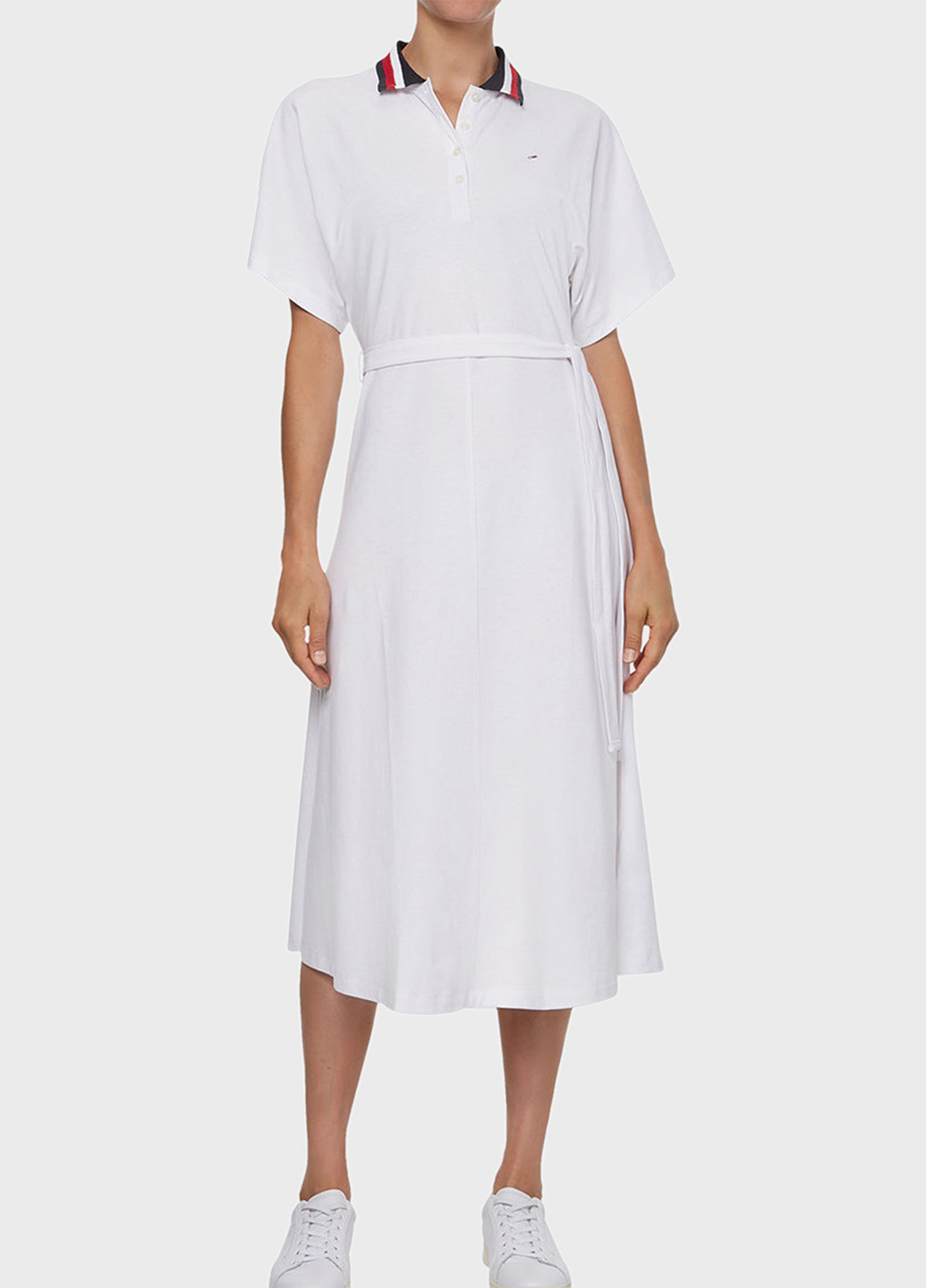 Белое кэжуал платье поло Tommy Hilfiger однотонное
