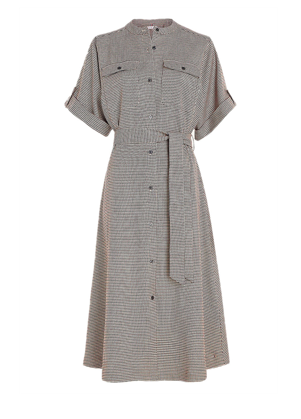 Комбинированное кэжуал платье клеш Tommy Hilfiger с узором пье-де-пуль «гусиная лапка»