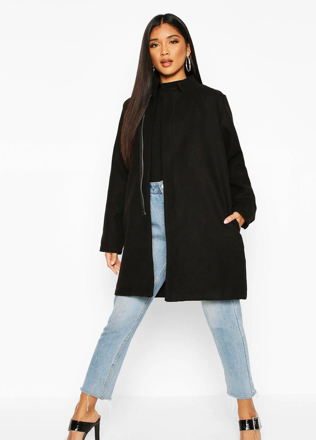 Чорне демісезонне Пальто Boohoo