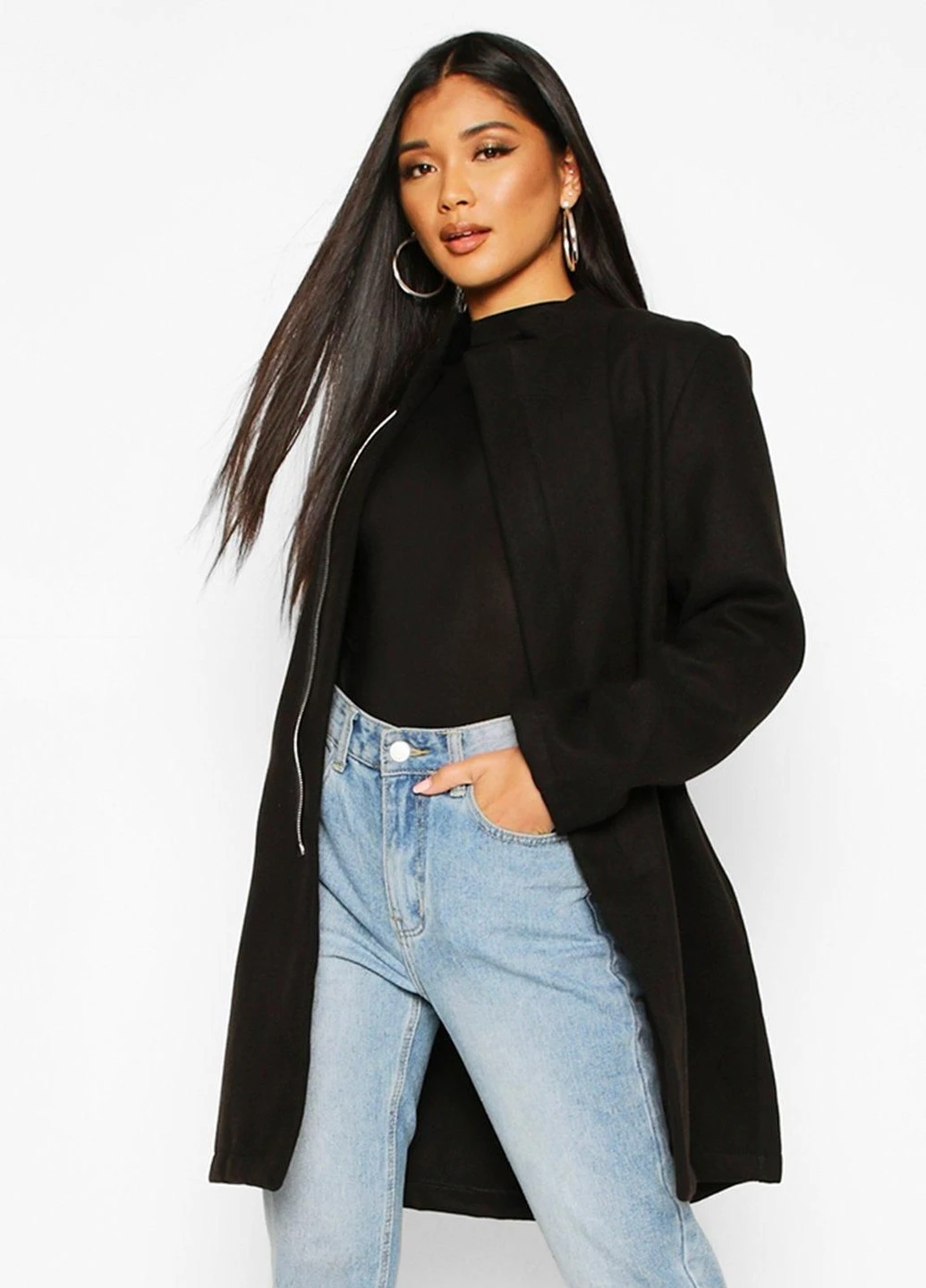 Чорне демісезонне Пальто Boohoo