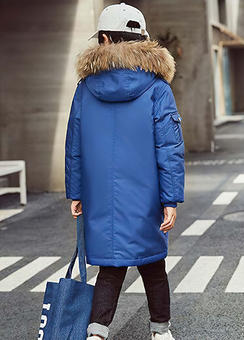 Синяя демисезонная куртка для мальчика пуховая зимняя 8497 170 см синий 63136 DobraMAMA