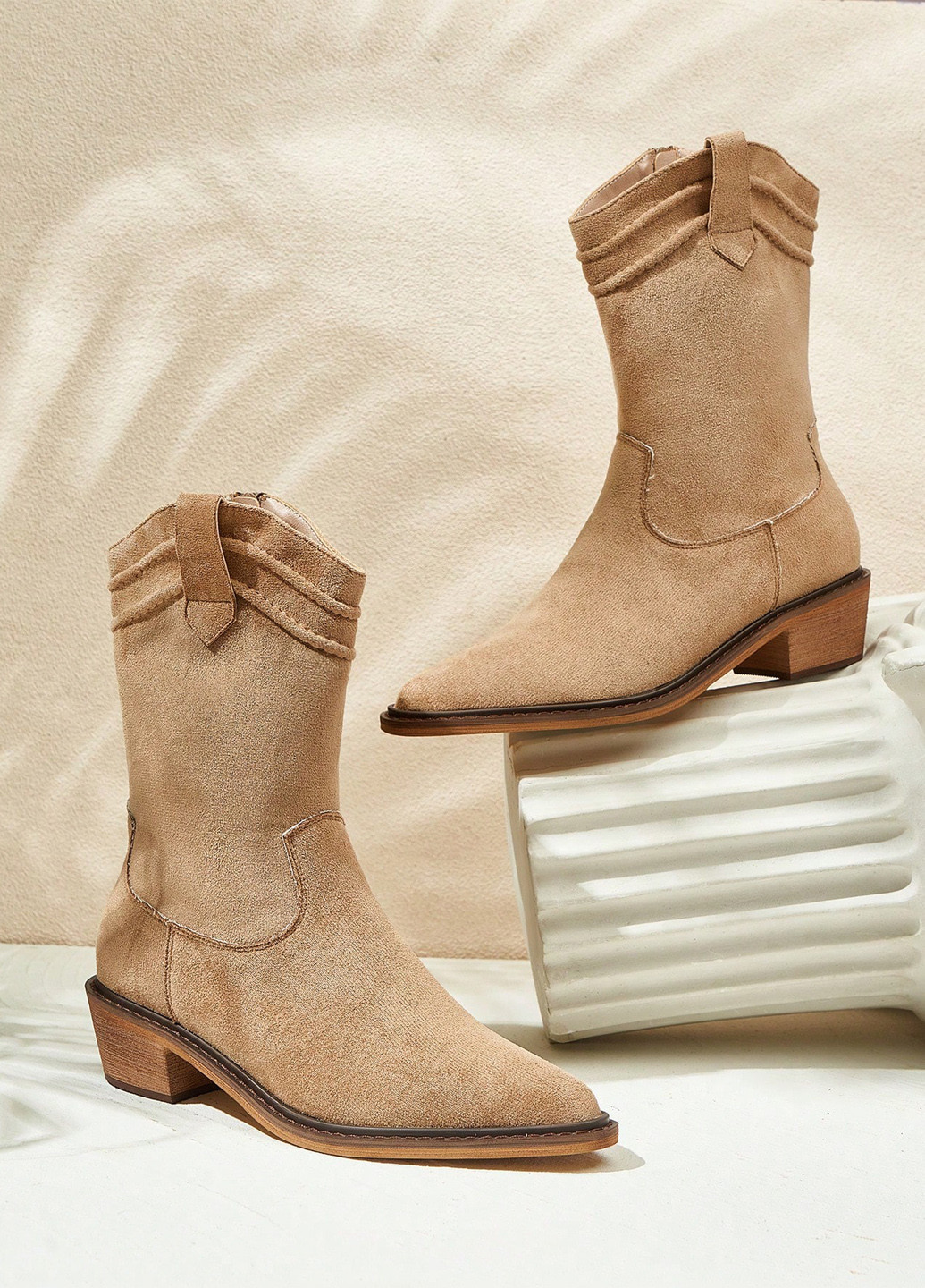 Осенние ботильоны казаки SHEIN без декора из искусственной замши