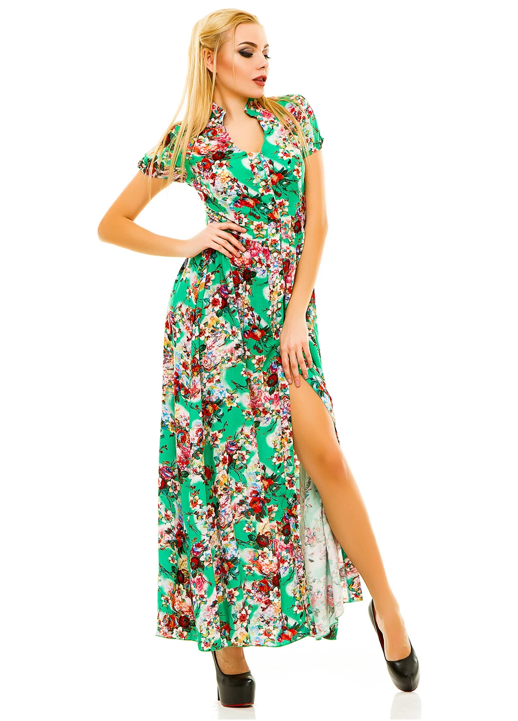 Салатовое кэжуал платье Lady Style