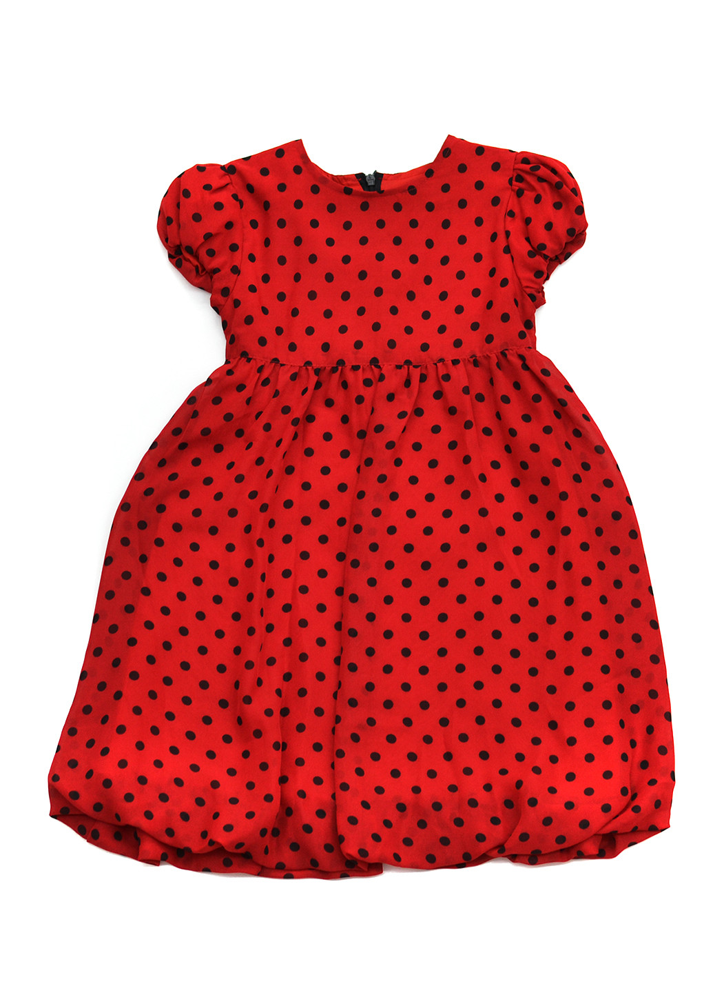Красное кэжуал платье баллон, с завышенной талией Piccolo L в горошек