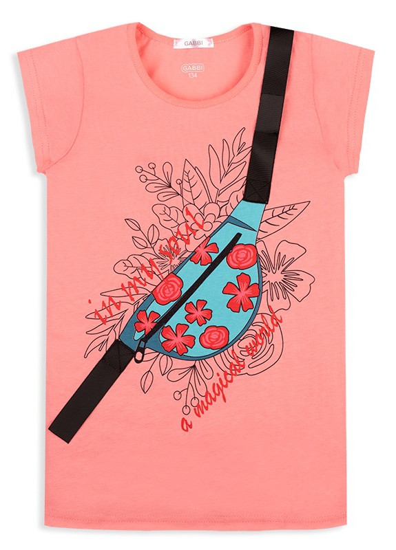 Персиковая летняя детская футболка для девочки *лайк* Габби