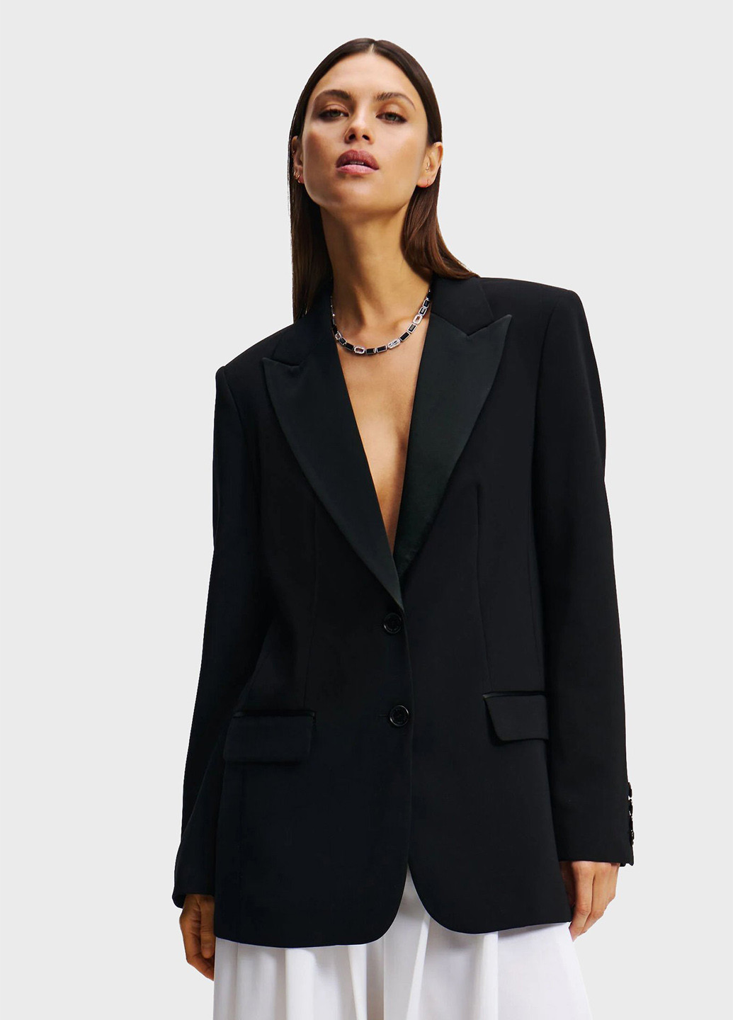 Черный женский жакет Karl Lagerfeld однотонный - всесезон