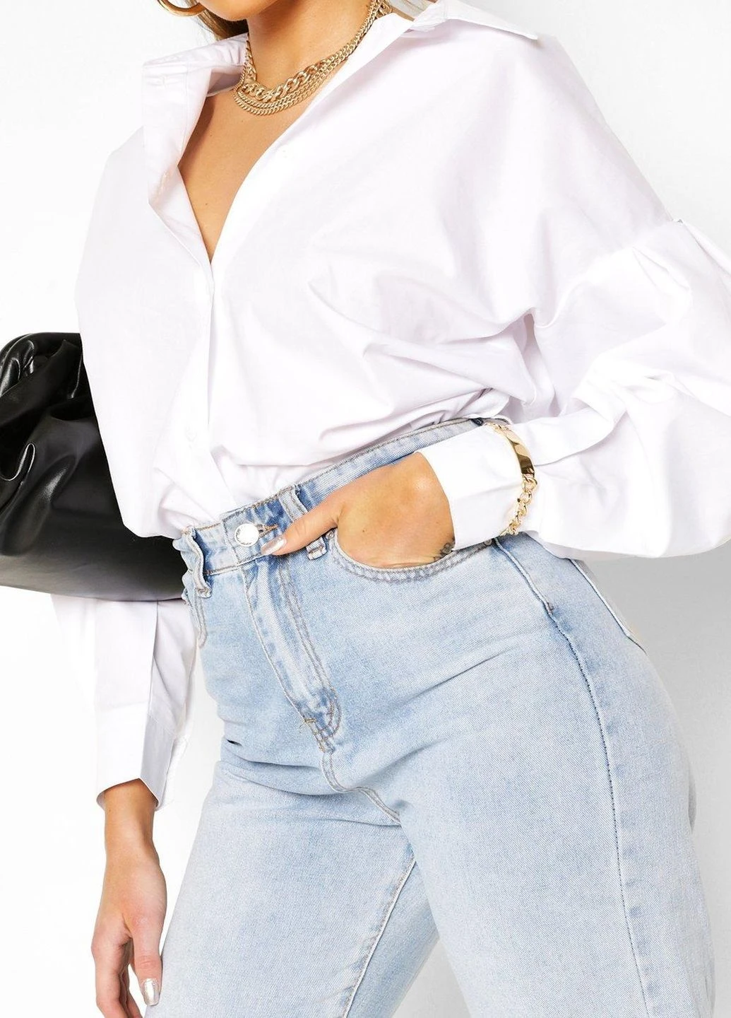 Белая кэжуал рубашка однотонная Boohoo