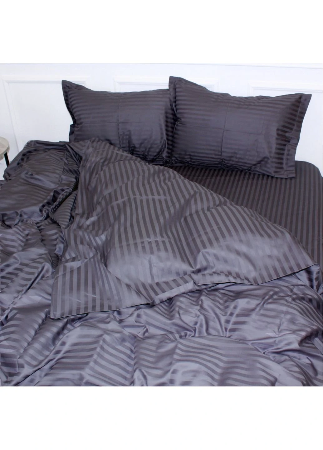 Постельное белье Satin Stripe 30-0012 Dark Gray 160х220 полуторный Евро (2200005251966) Mirson (254014093)