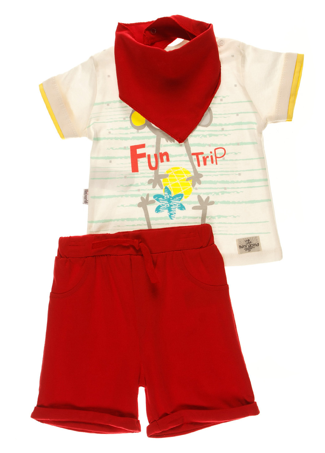 Красный летний комплект (футболка, шорты, косынка) Miniworld