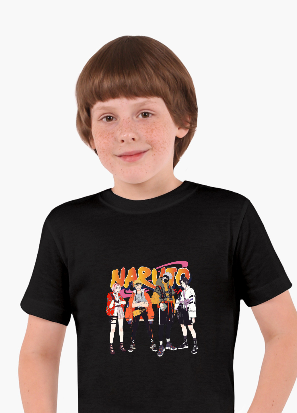 Черная демисезонная футболка детская наруто (naruto)(9224-2630) MobiPrint