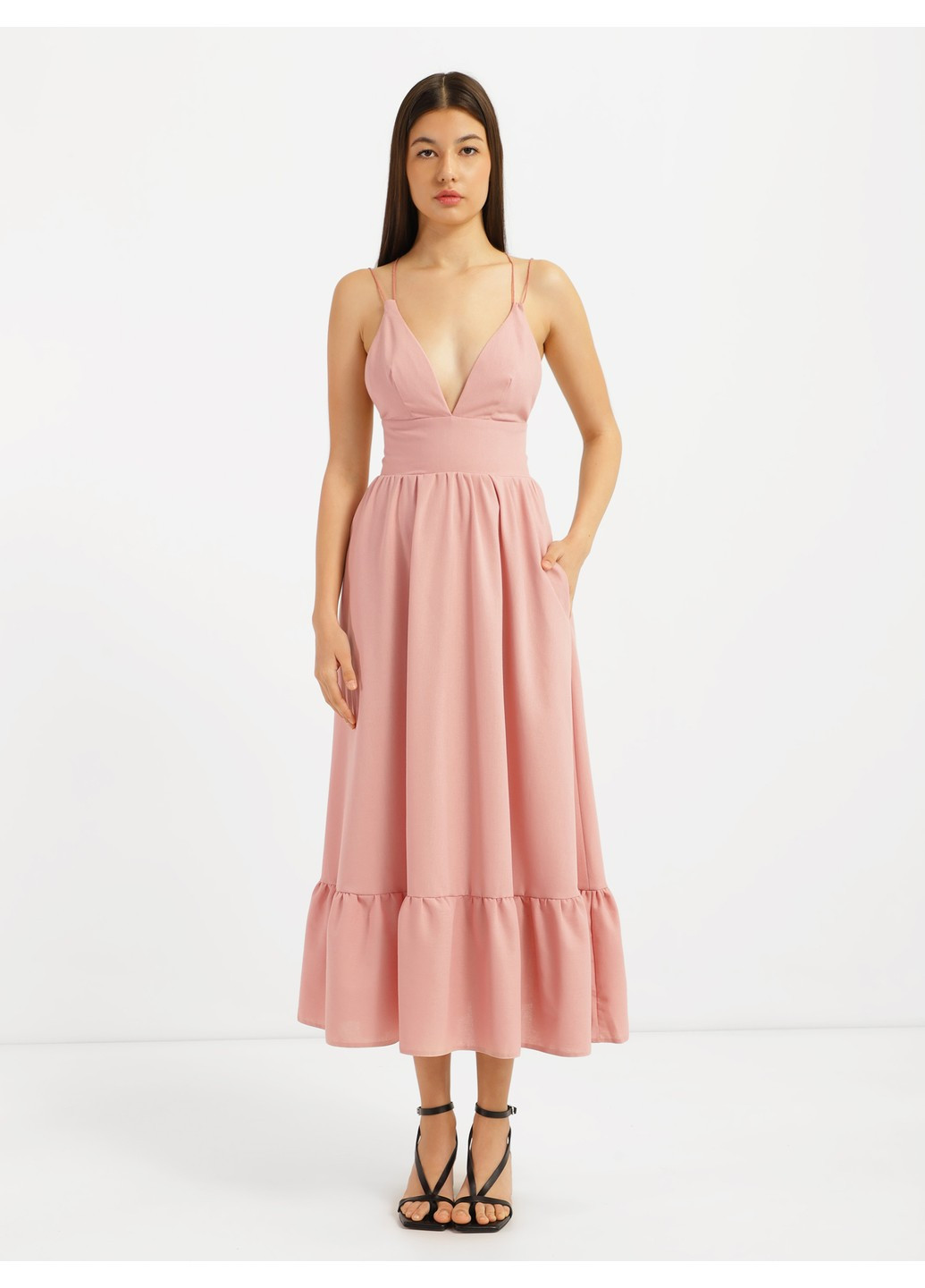 Розовое кэжуал платье рейли MANDARIN однотонное
