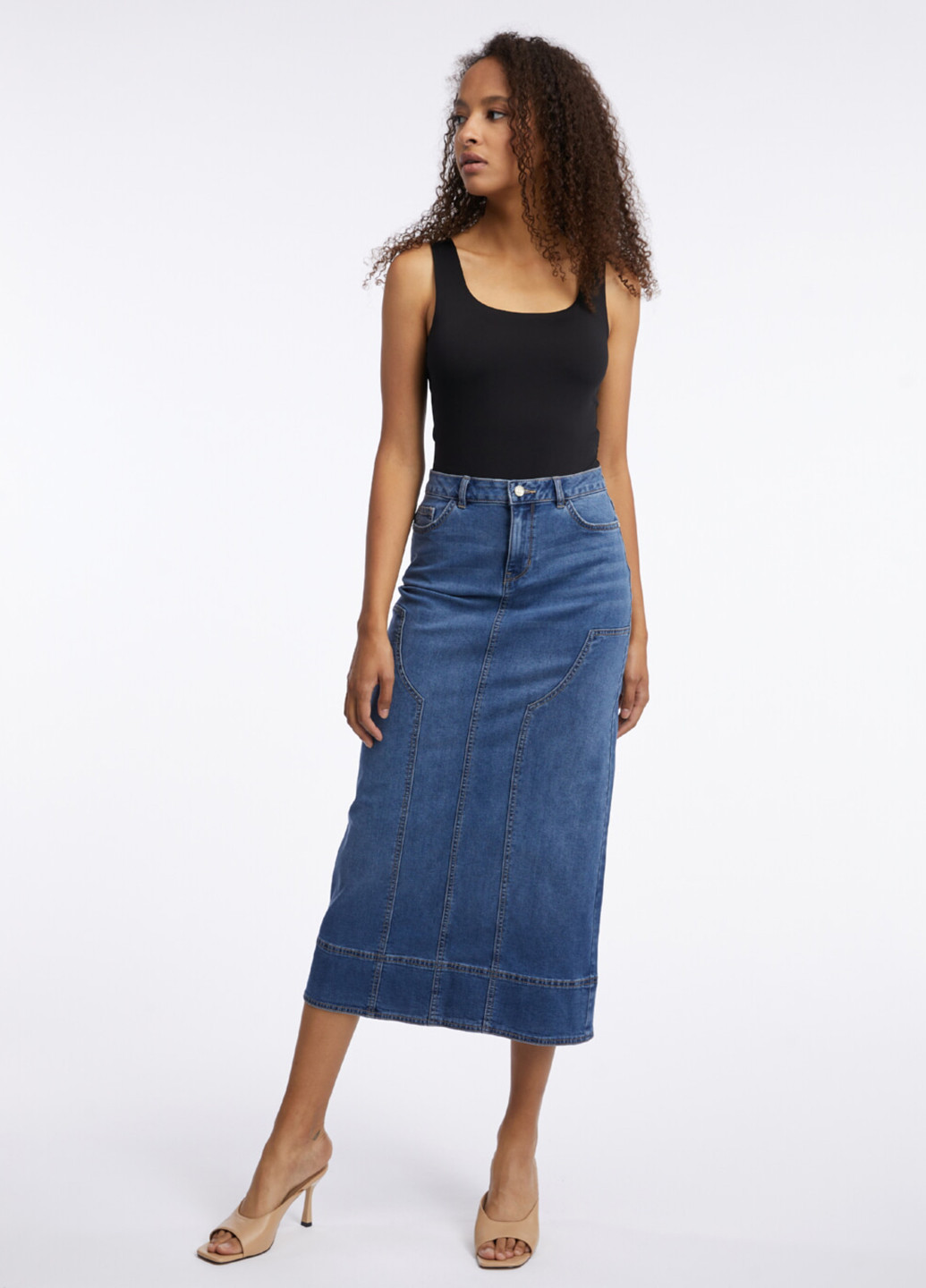 Синяя джинсовая, кэжуал однотонная юбка Orsay