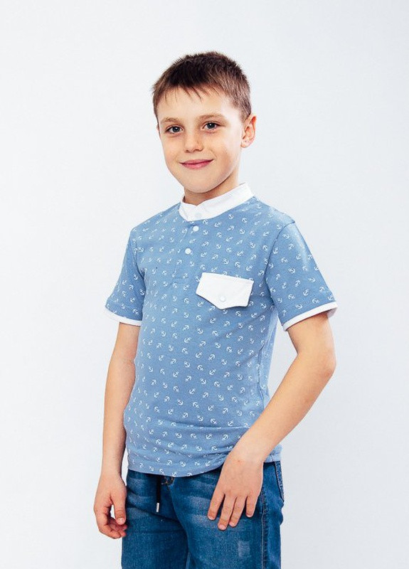 Блакитна літня футболка-поло для хлопчика Носи своє